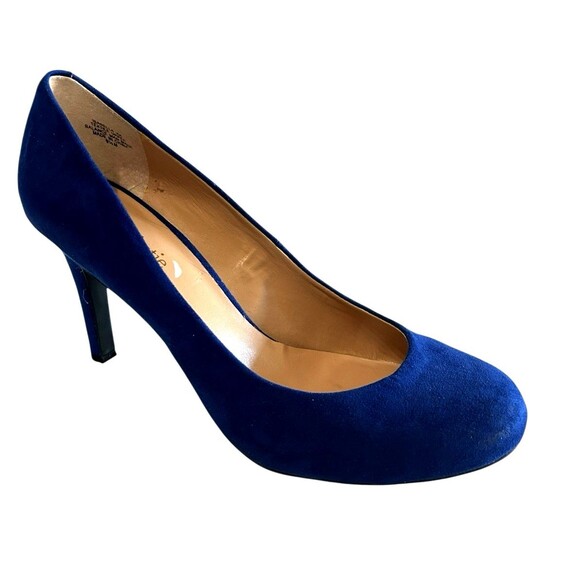 Kelly & Katie Isabella Cobalt Blue Suede Round Toe Stiletto Heels Slip On 9.5M - Picture 1 of 13